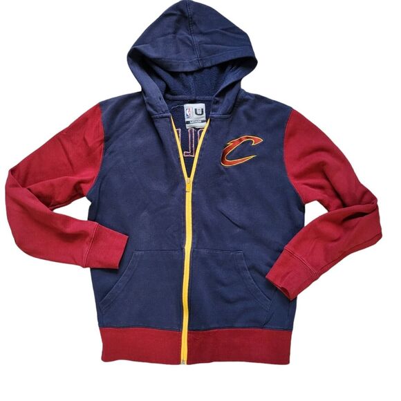 Cleveland Cavaliers Size Medium NBA Full Zip Hoodie Navy & Red Cotton Polyester - Picture 1 of 12